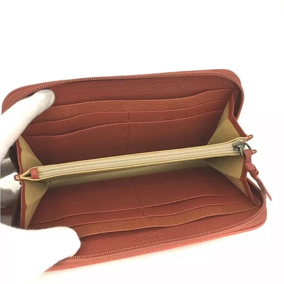 Bottega Veneta Intrecciato Lambskin Zip Around Long Wallet Pristine Rust Color - Picture 6 of 10